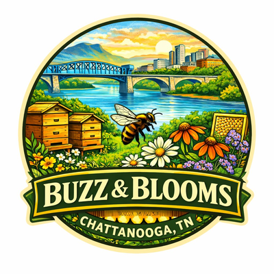 Buzz and Blooms Chattanooga illustrated badge